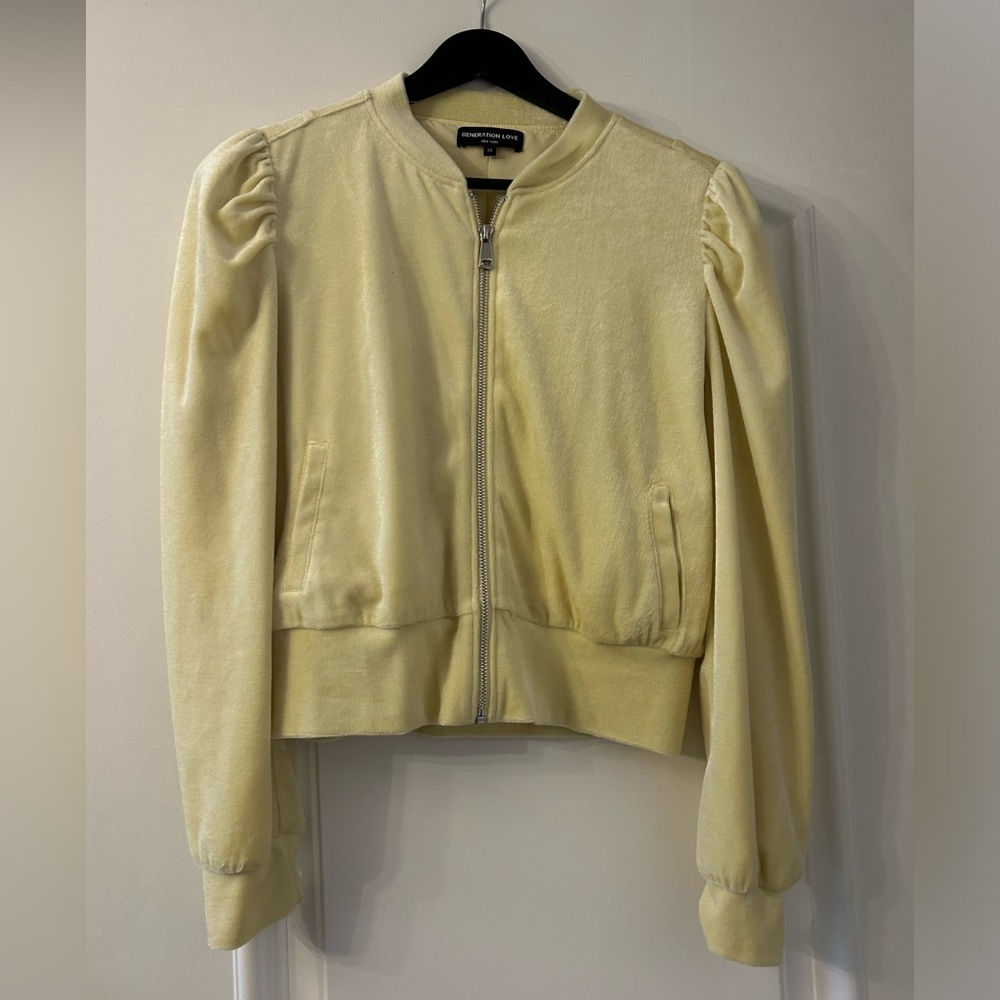 Generation Love Blair Bomber Velour Zipper Front Jacket Yellow